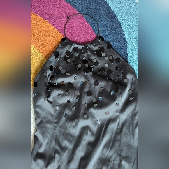 H&M Black Sequin Satin Dress Y2K Style - Picture 3 of 15